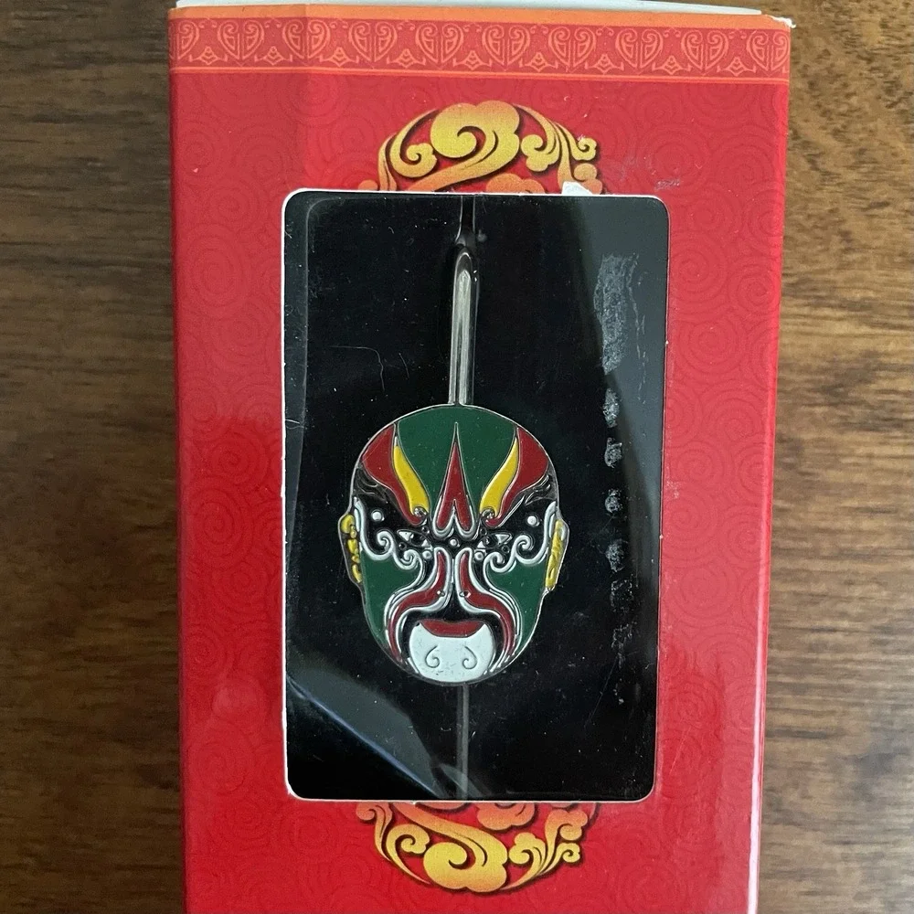 Peking Opera Bookmarks‎ Enamel Metal Set of 2 Asian Warrior Mask in Boxes